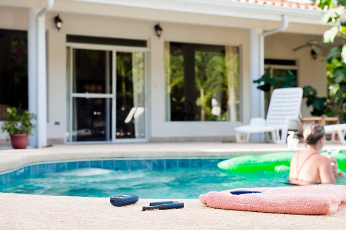 diabetes equipment next to the pool