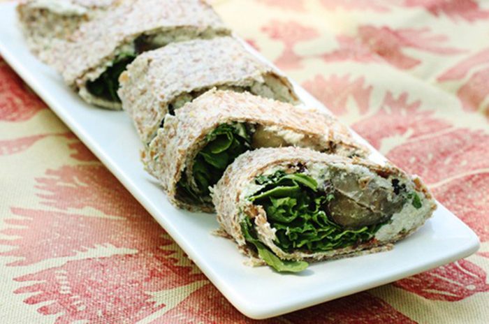 eggplant arugula wraps cashew cheese