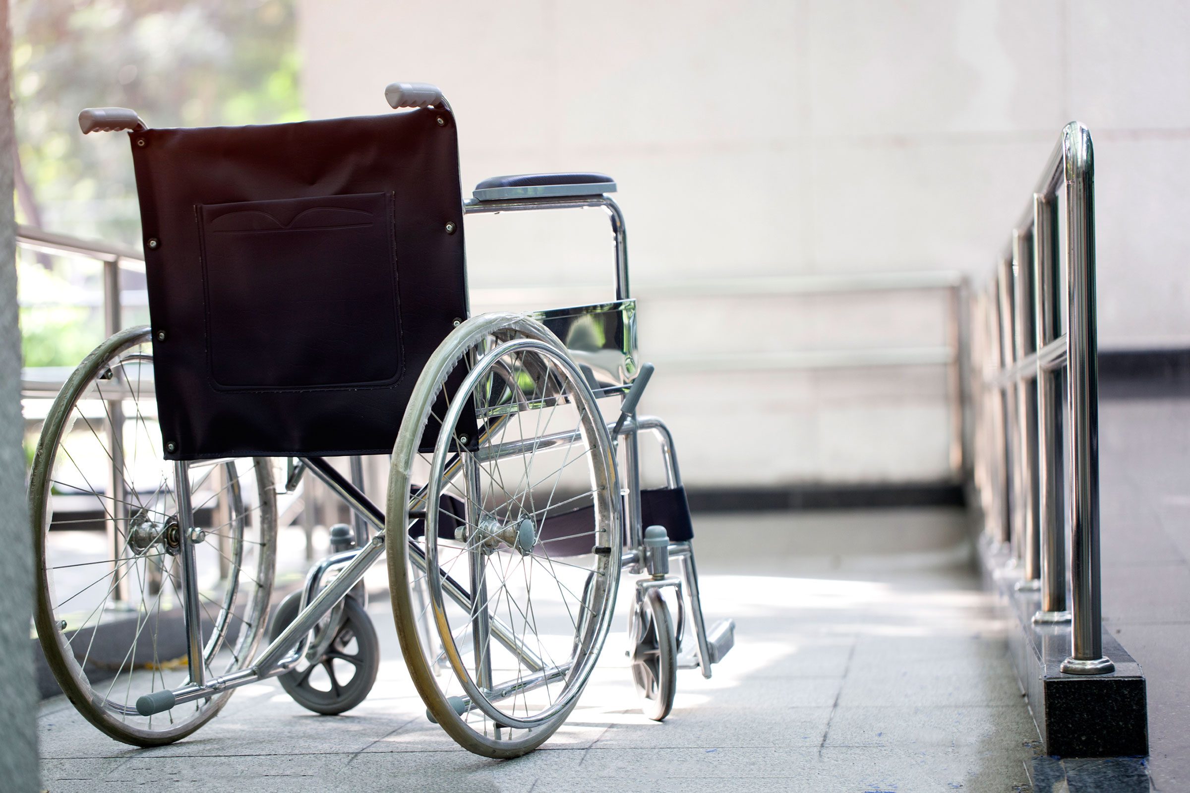 empty wheelchair on a ramp