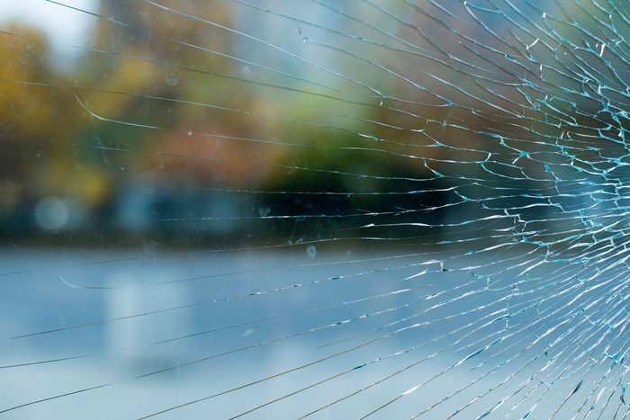 cracked but not yet broken glass window