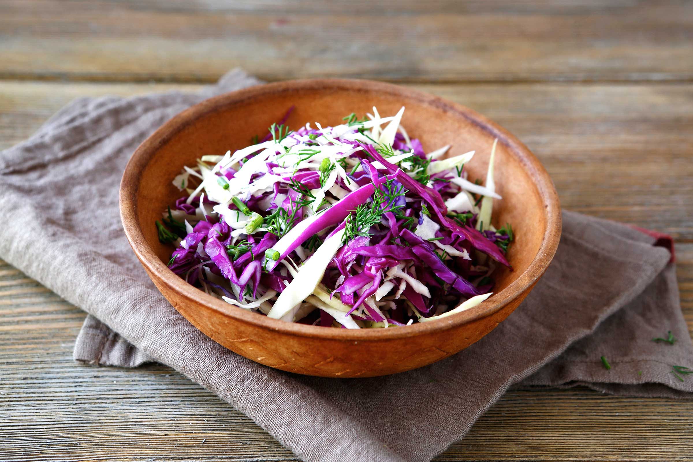bowl of shredded cabbage