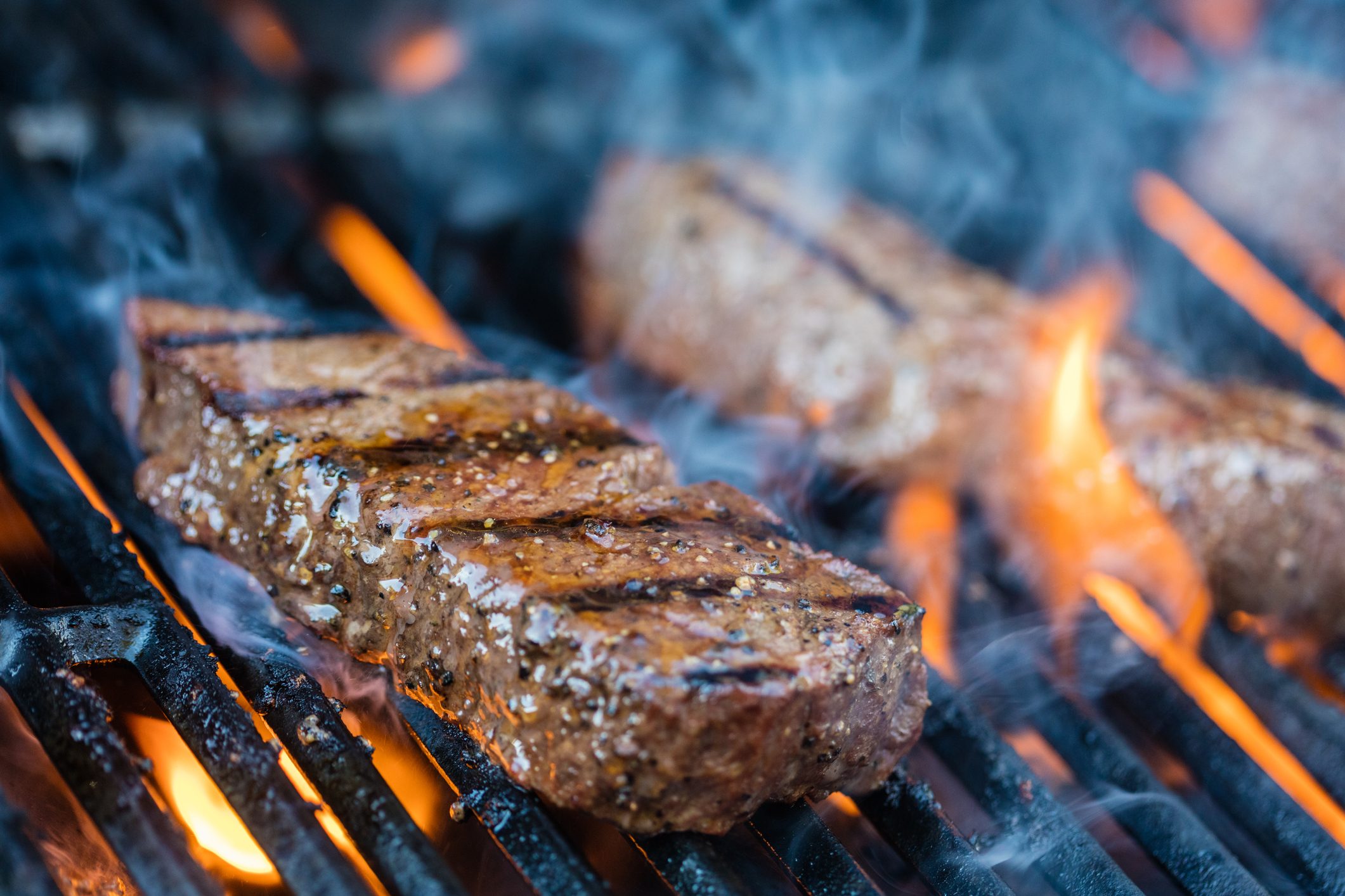 steak on the grill close up