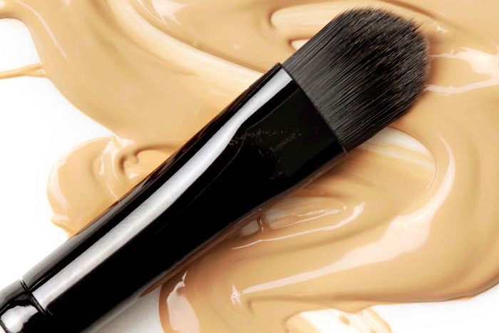 makeup brush over smeared makeup