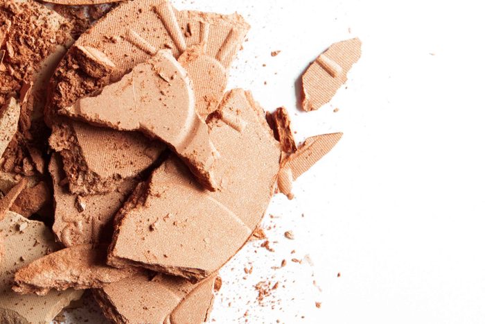 chunks of makeup on a white background