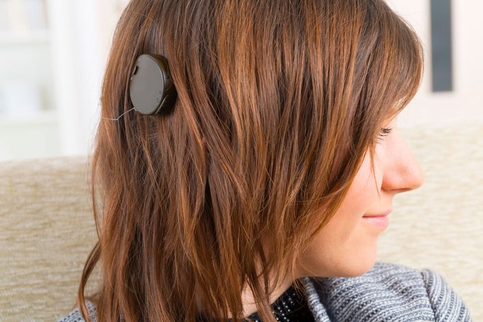 woman with cochlear implant