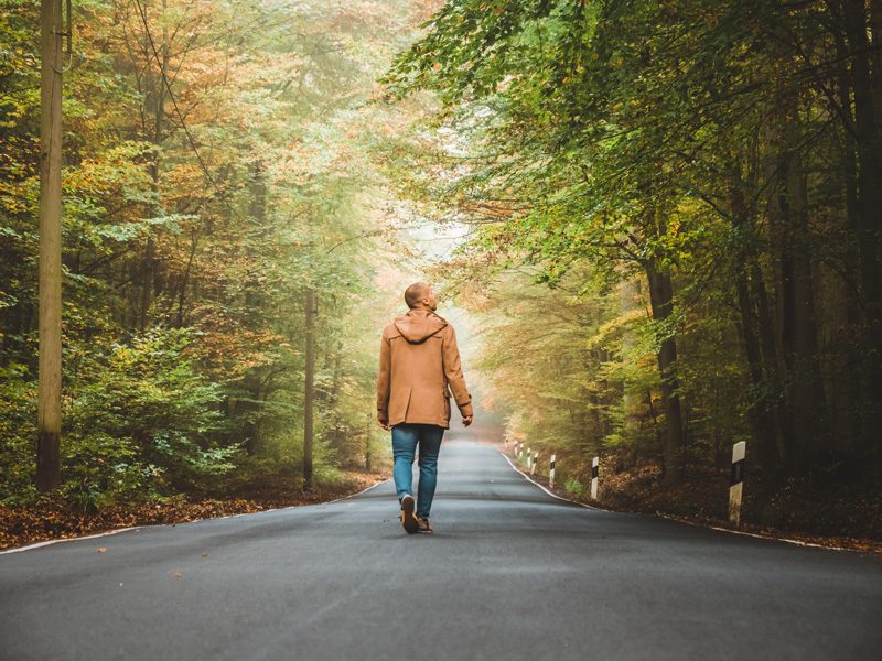 man taking his daily walk