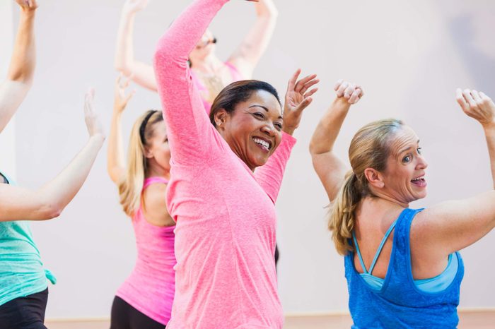 women at aerobic dance class