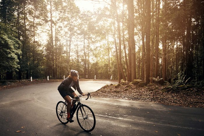 bike rider in the woods