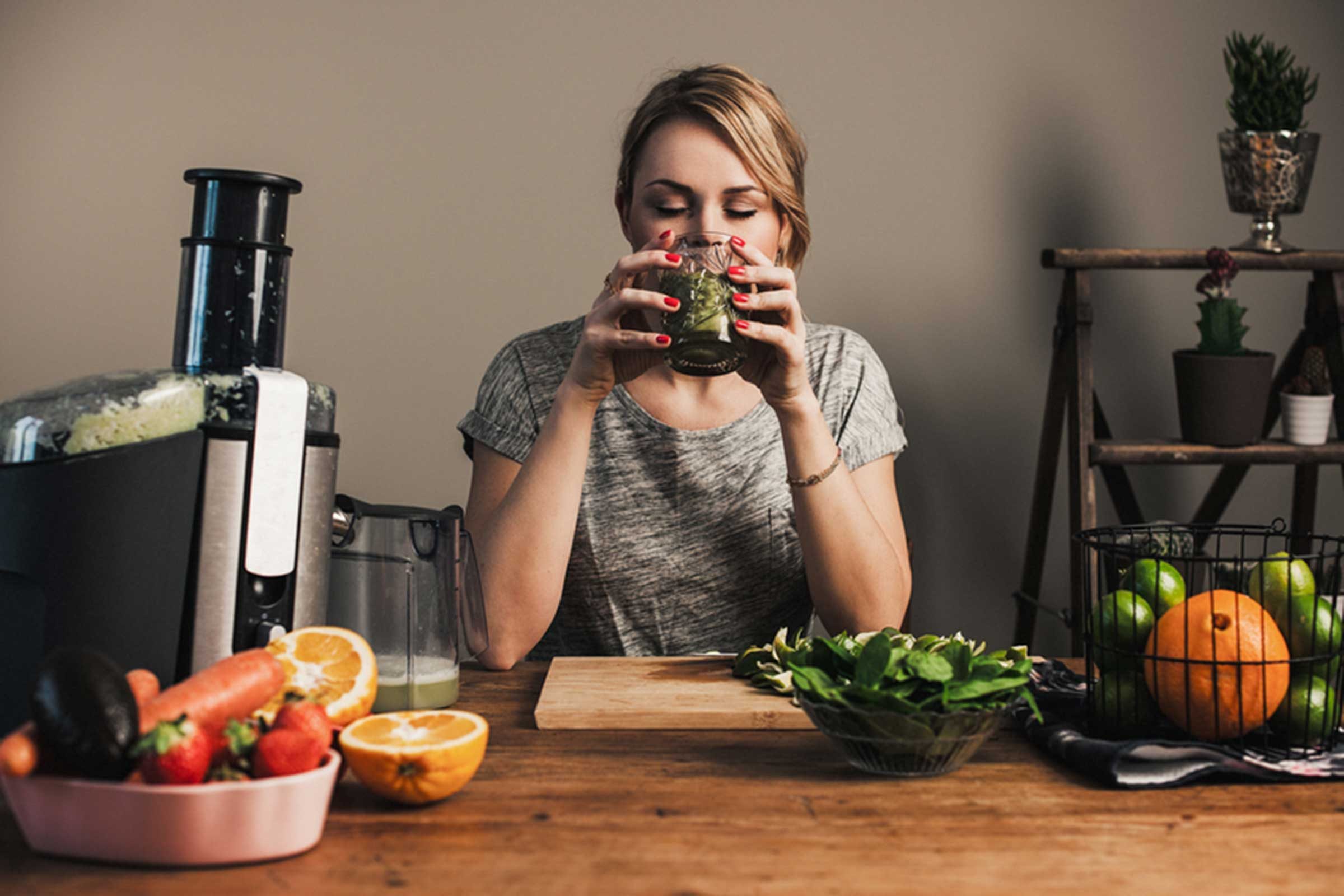 Woman drinking blended juice