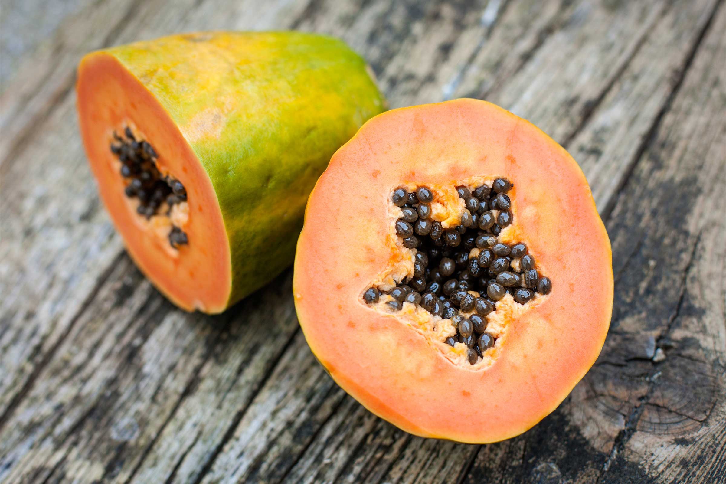 halved papaya