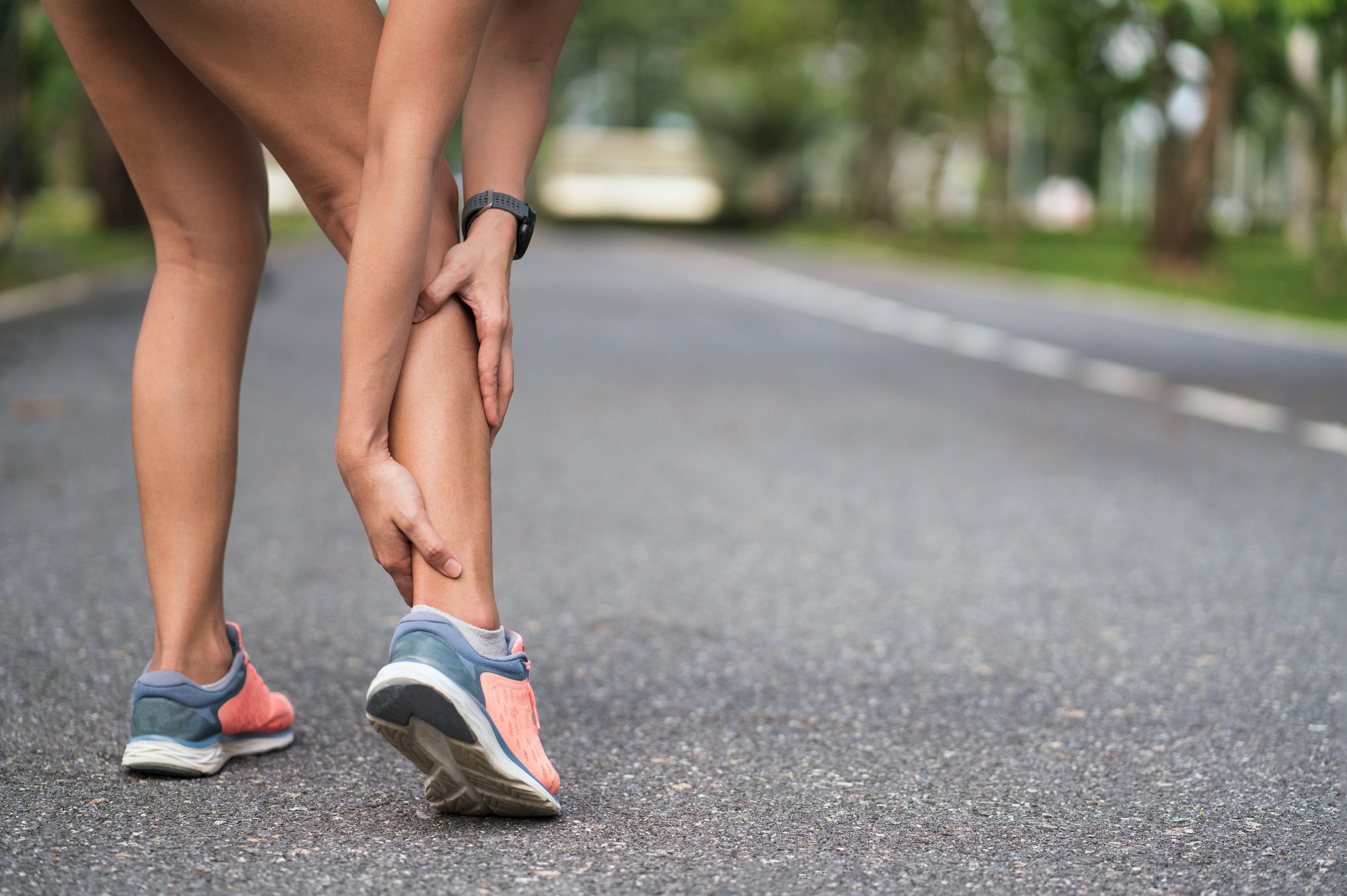 woman with sore leg muscles