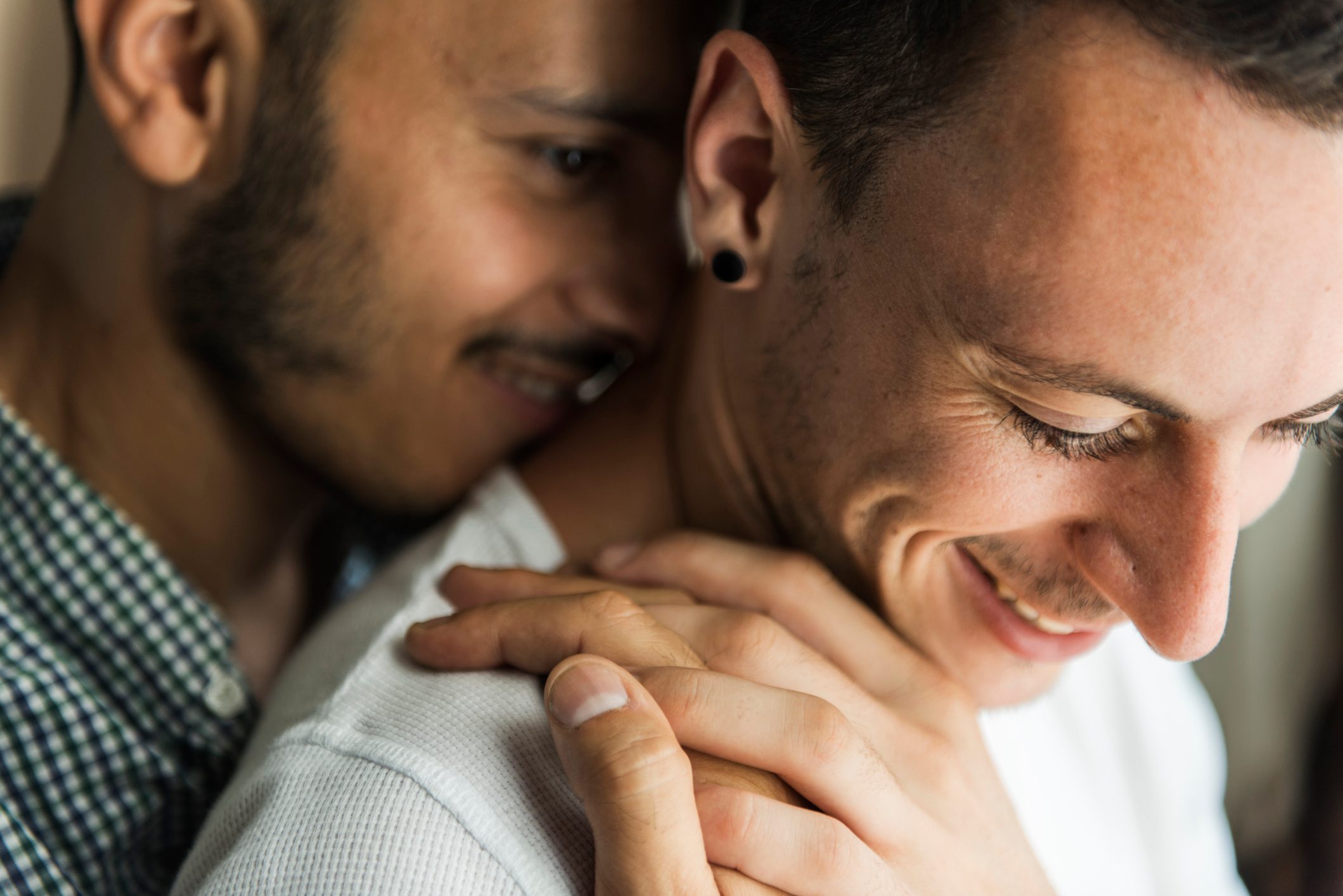 couple embracing at home