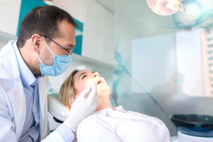 Dentist working on a patient