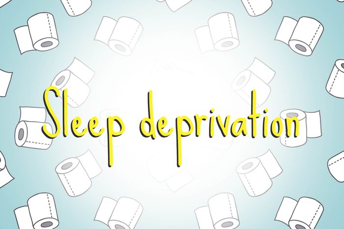 illustration of toilet paper rolls with words sleep deprivation