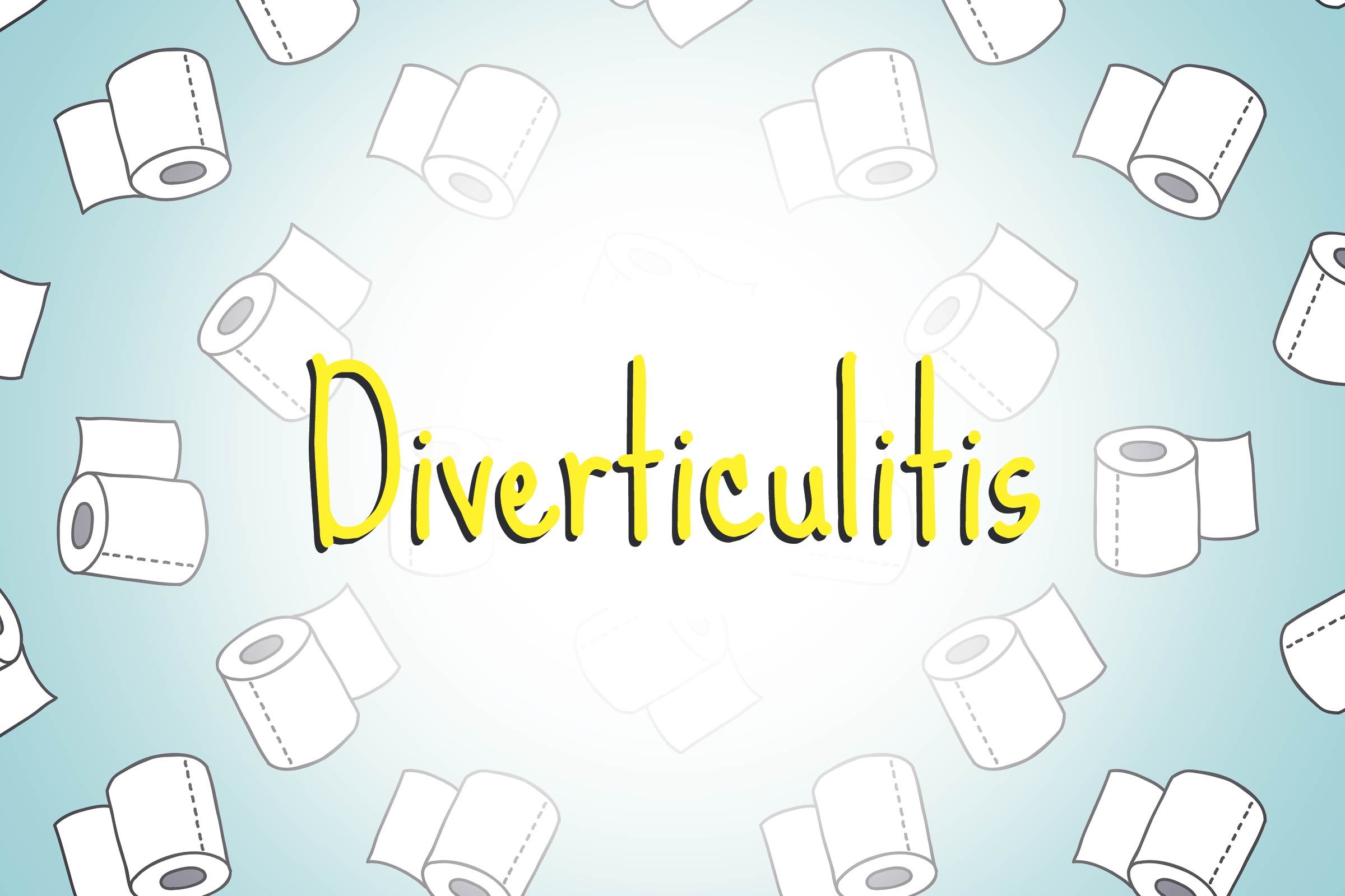 illustration of toilet paper rolls with word diverticulitis