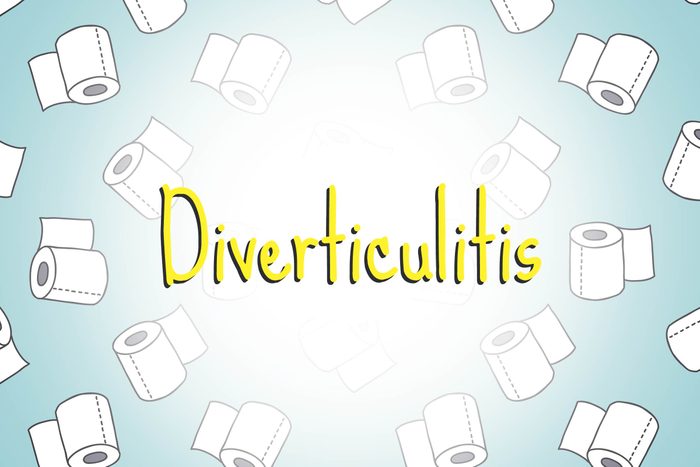 illustration of toilet paper rolls with word diverticulitis