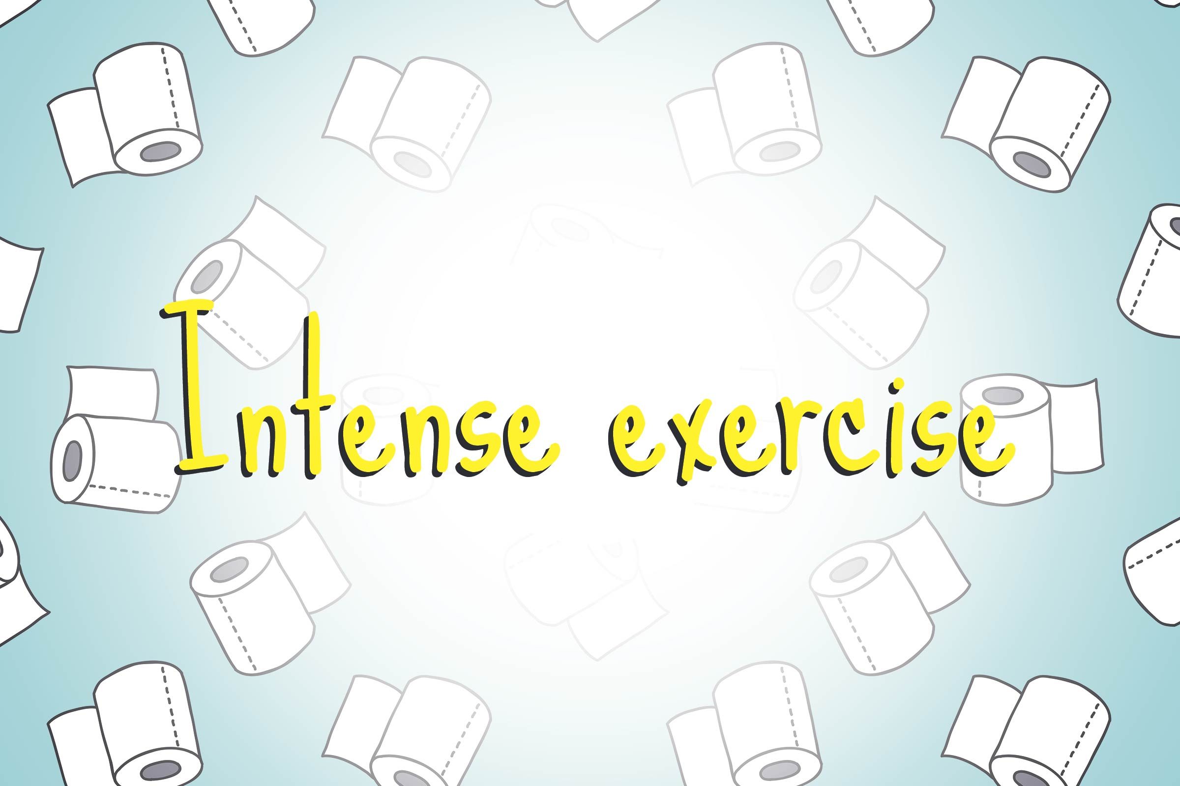 illustration of toilet paper rolls with words intense exercise