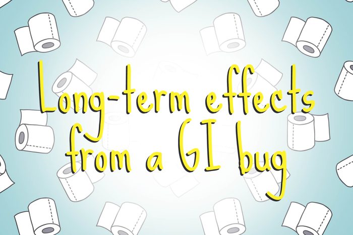 illustration of toilet paper rolls with words long-term effects from a GI bug