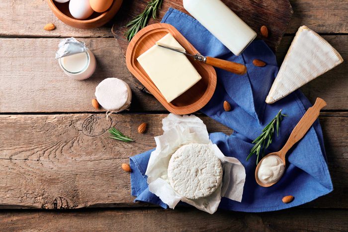 cheese and dairy on table