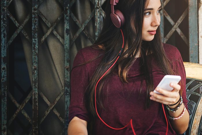 woman with headphones