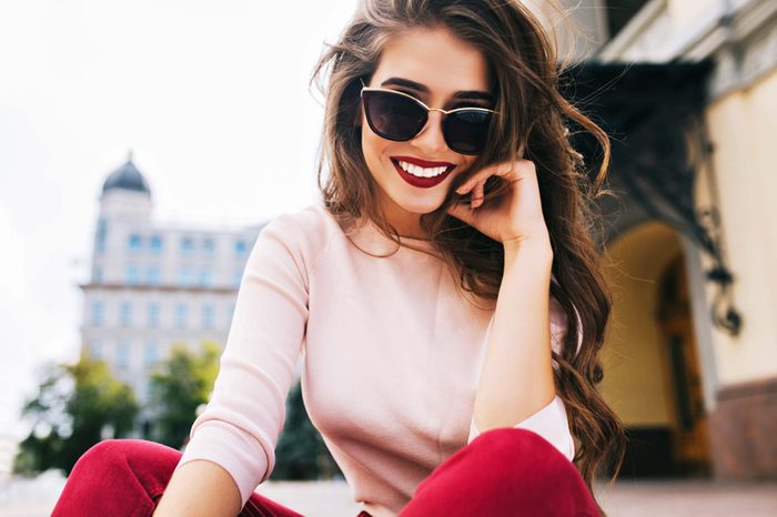 happy woman in sunglasses