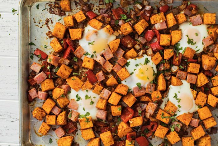 Baked-Eggs-and-Sweet-Potato-Hash