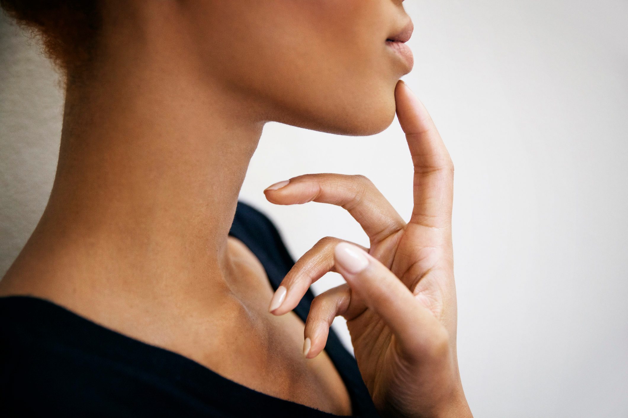 profile view of woman's chin