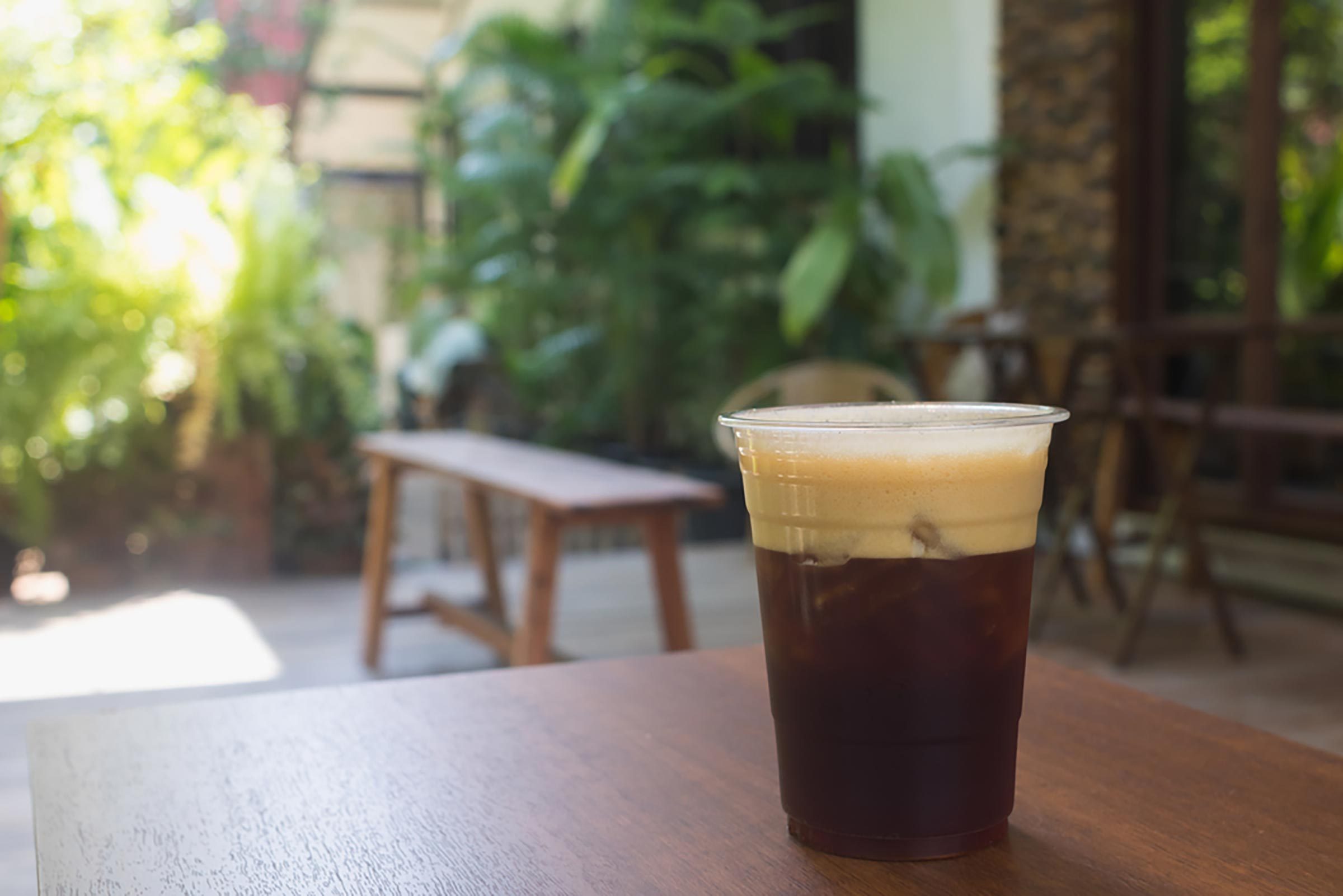 iced coffee in plastic cup