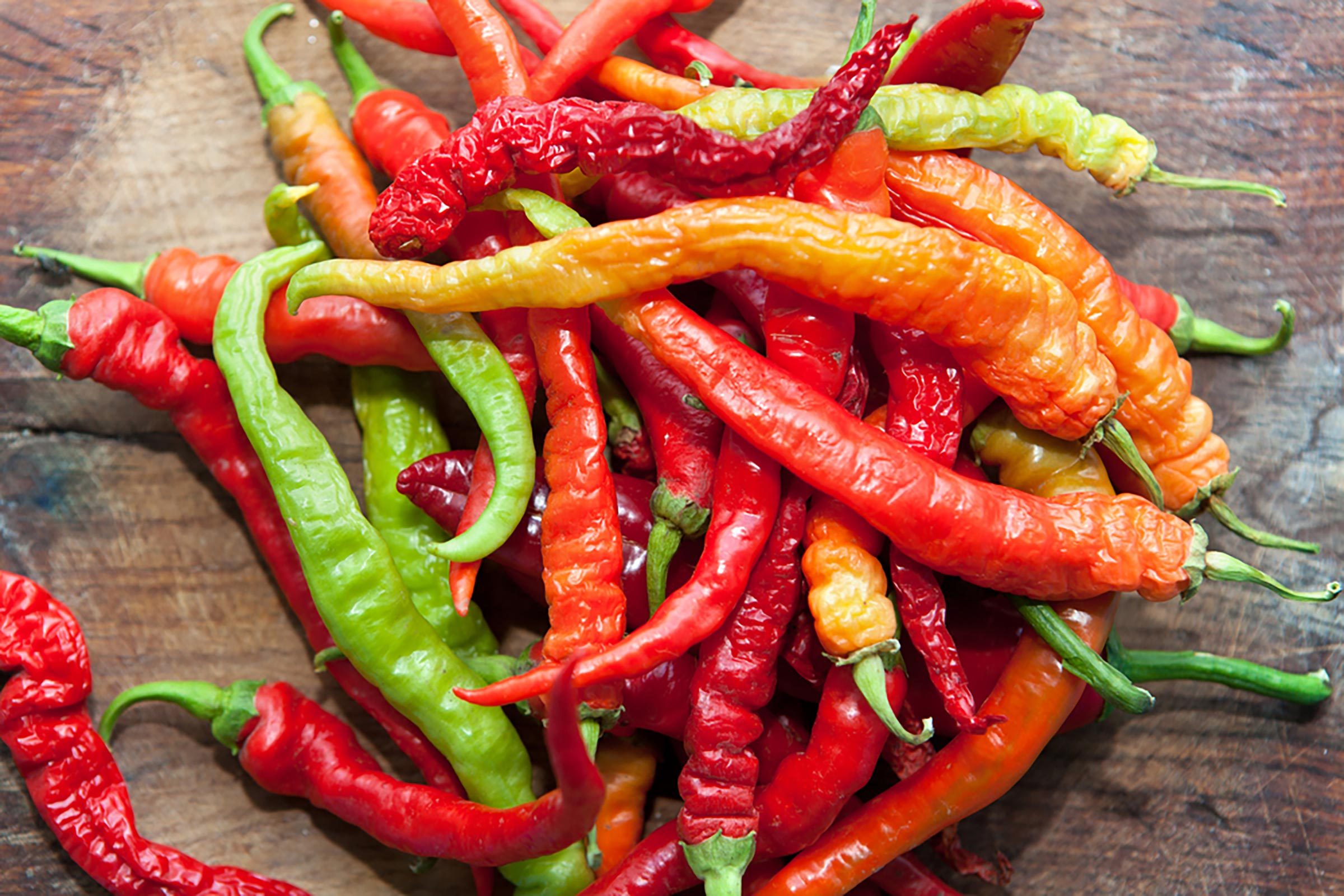 assortment of hot peppers