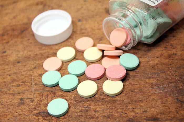 bottle of colorful antacids
