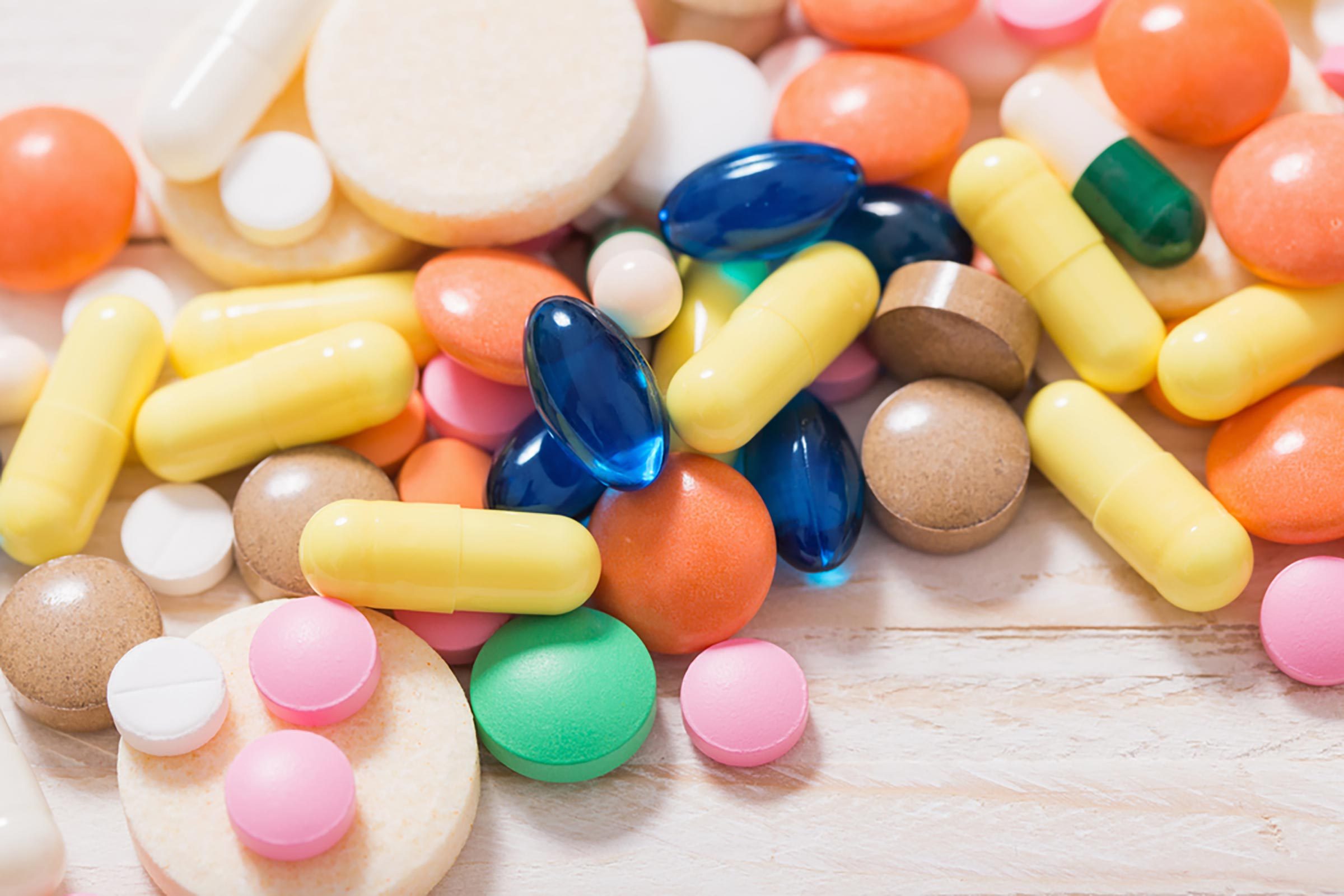variety of colorful vitamins