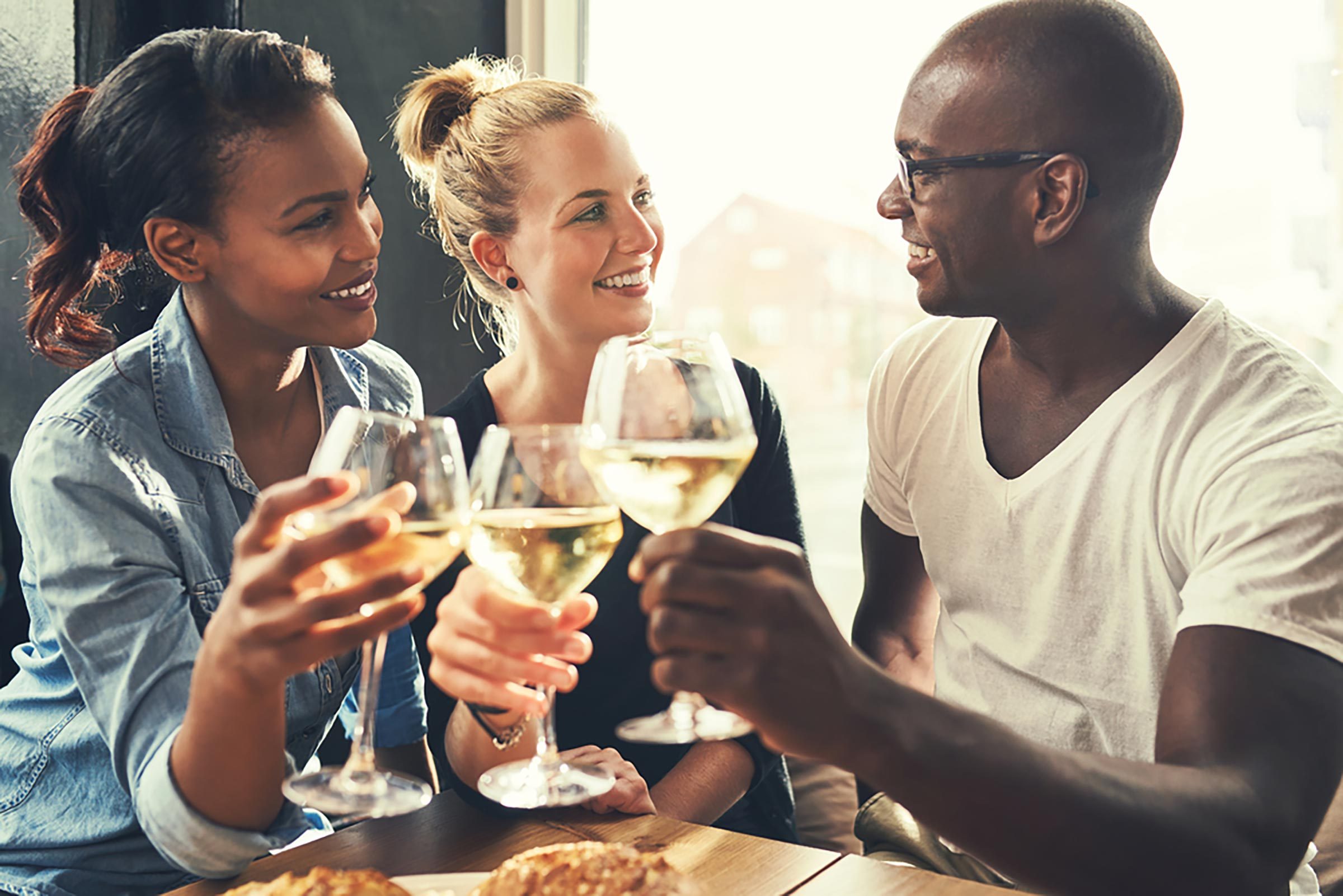 three friends drinking