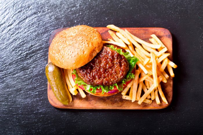 Fast-food burger meal.