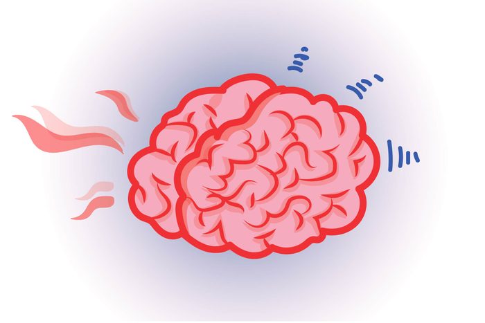 Graphic of human brain with brain waves