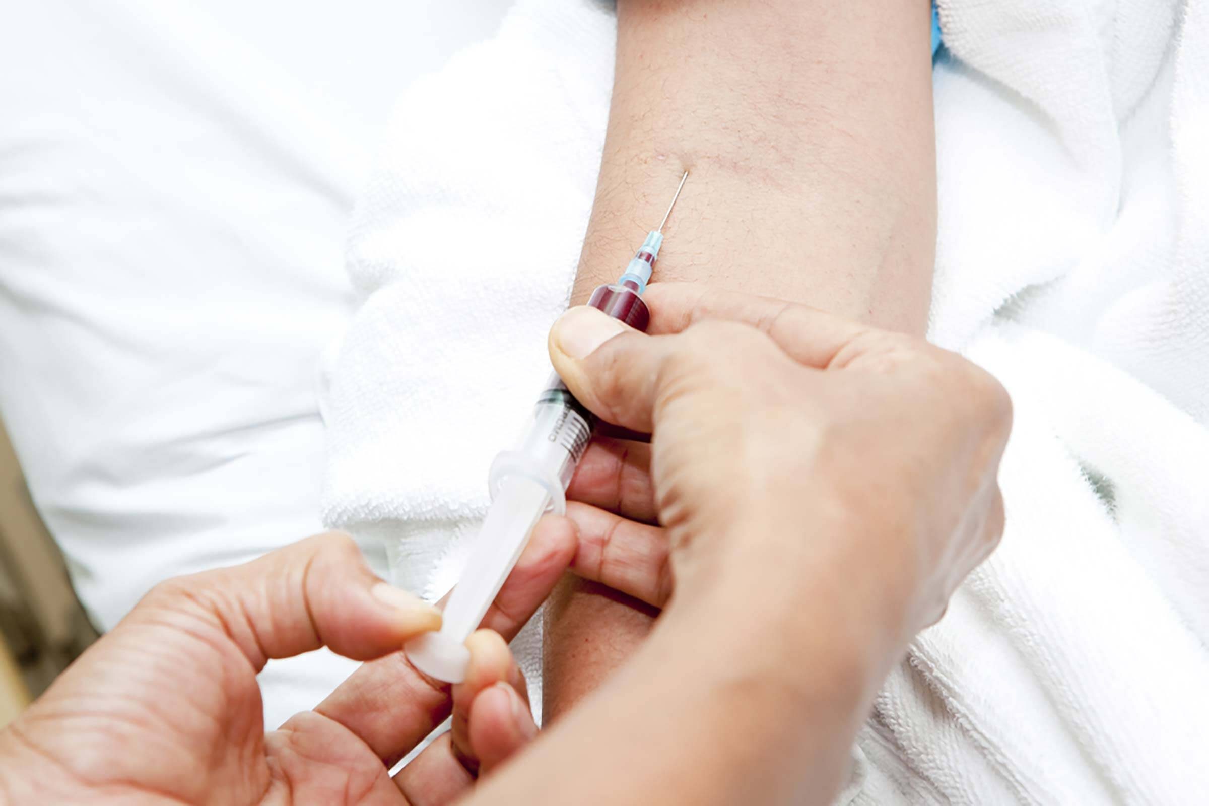 person having blood test done