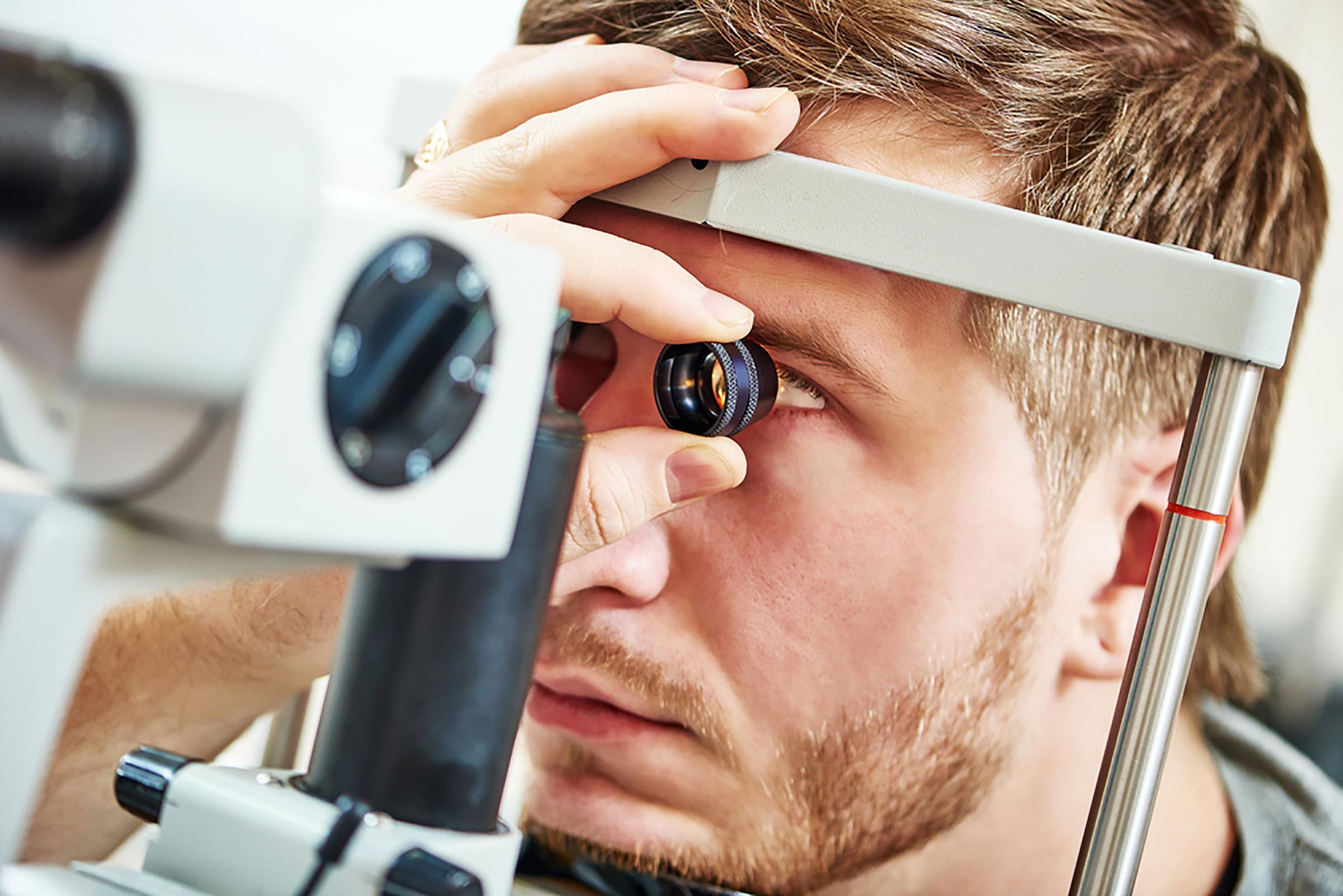 man having an eye exam