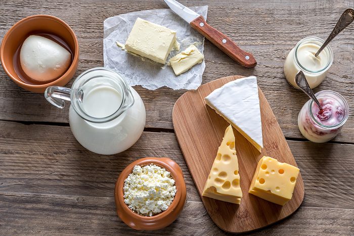 A variety of cheeses.
