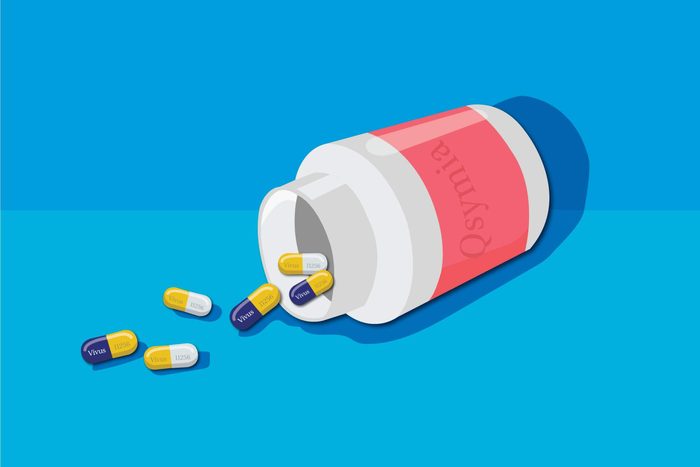 Illustration of Qsymia bottle and capsules.