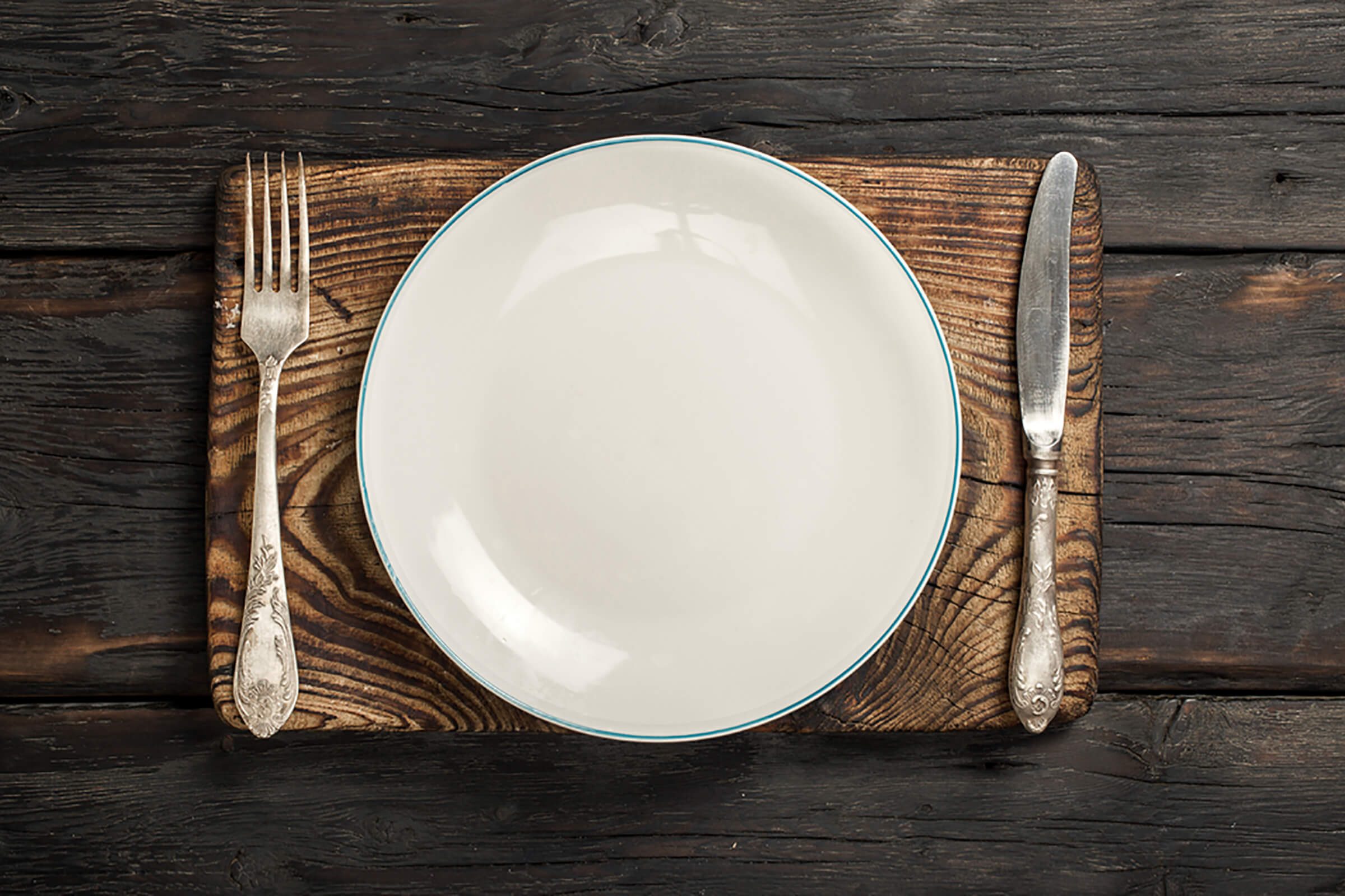 empty plate with fork and knife