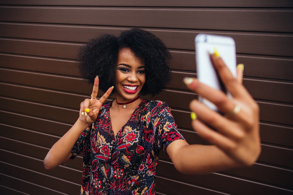 woman taking selfie