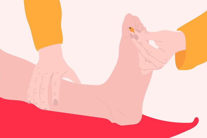 illustration of pencil on foot