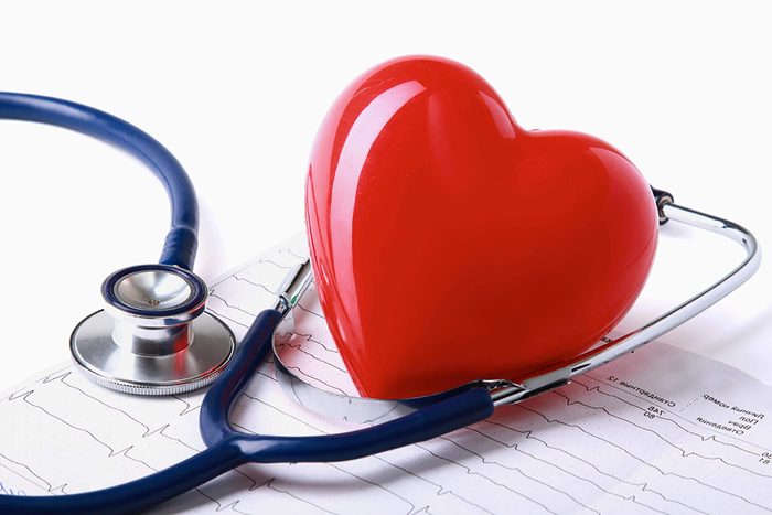 plastic heart with stethoscope