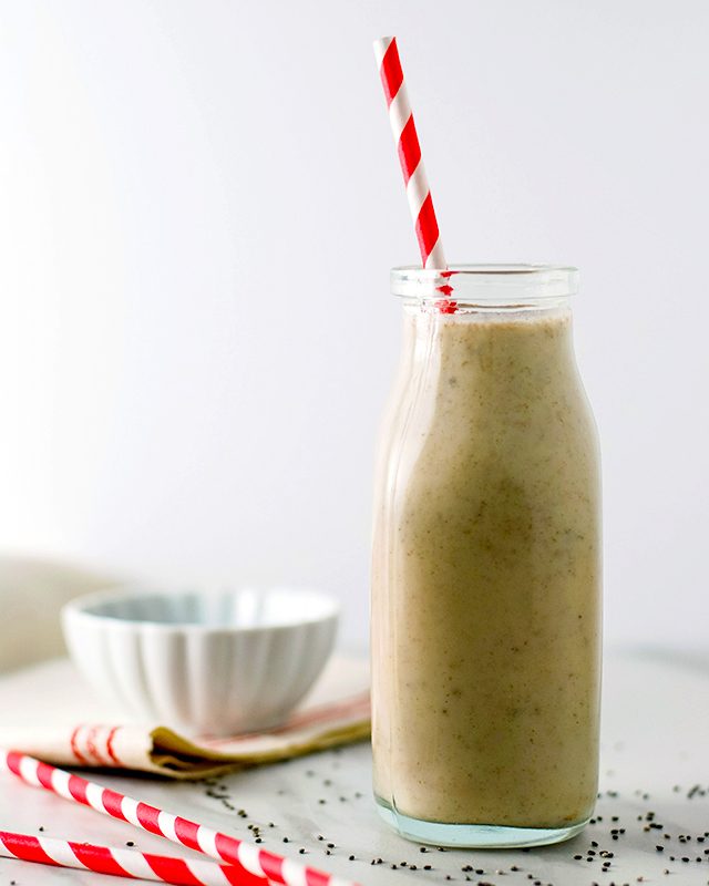 Smoothie with red and white striped straw