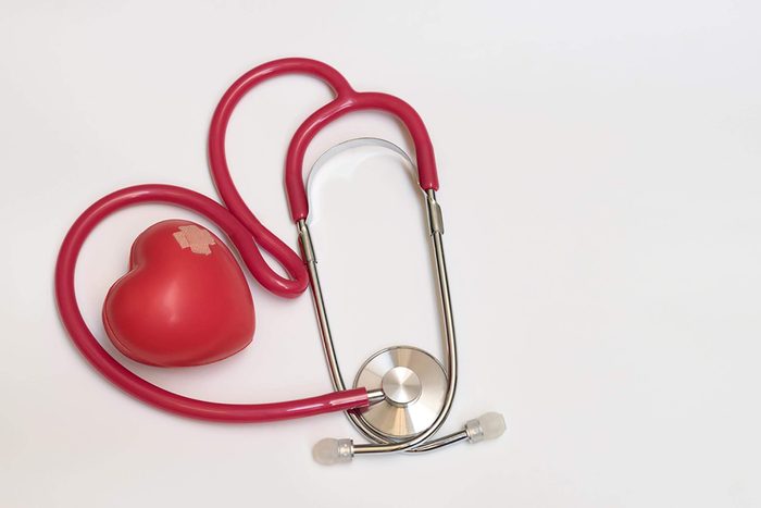 Heart toy with band-aids and stethoscope