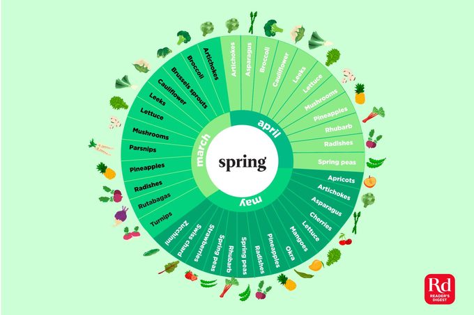 Illustration of in-season spring produce.