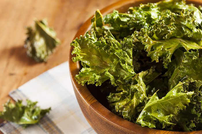 baked kale chips in a bowl