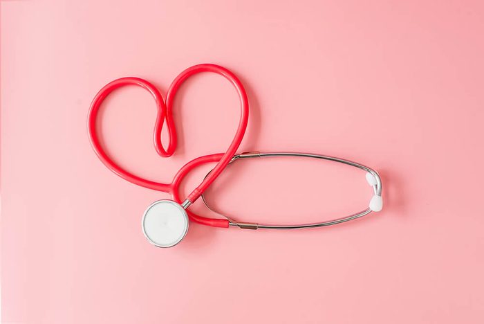 Red Stethoscope in Shape of Heart
