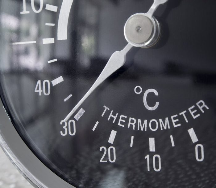 Circle thermometer, temperature and humidity of climate