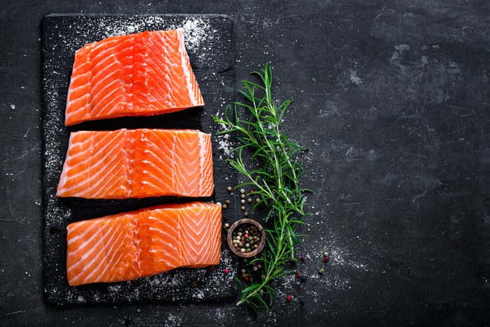 Raw salmon filet