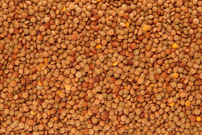 Red Lentils Surface Texture Top View Close up. Pattern Background